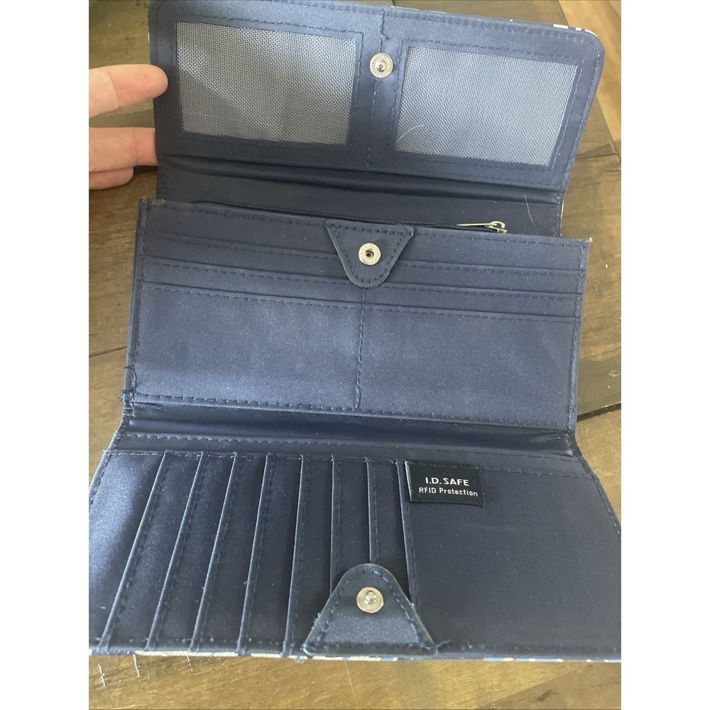 Nautica Floral RFID Trifold Wallet Womens Size OS Blue Vegan Leather Clutch - Picture 4 of 8